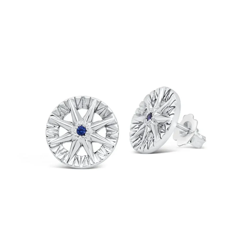 IMG_4456-2048x1365 Sapphire Compass Rose Stud earrings in white gold